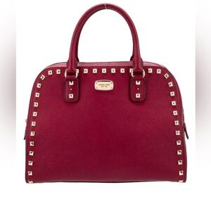 Michael Kors Red Studded Leather Satchel